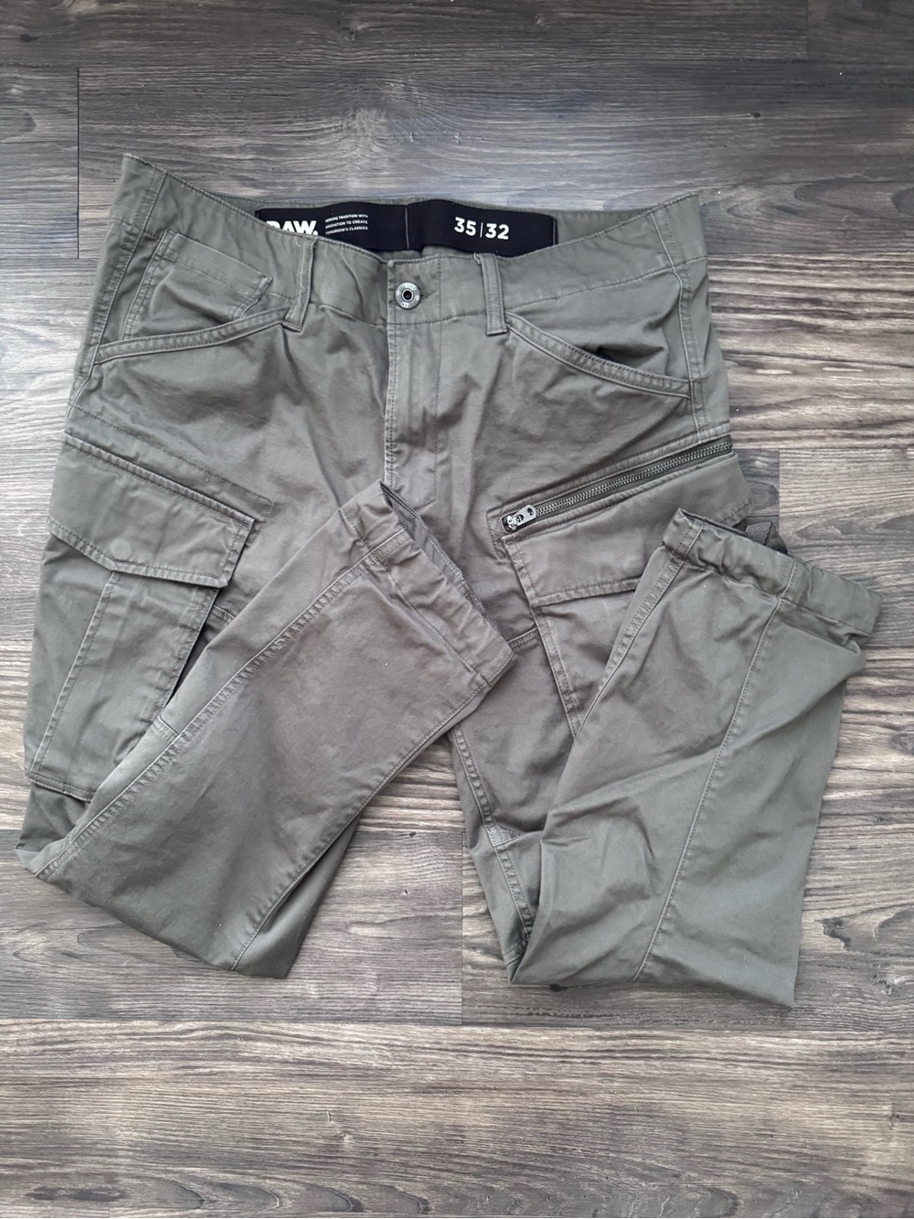 G-Star Olive Green Cargo Pants with Zip Pocket